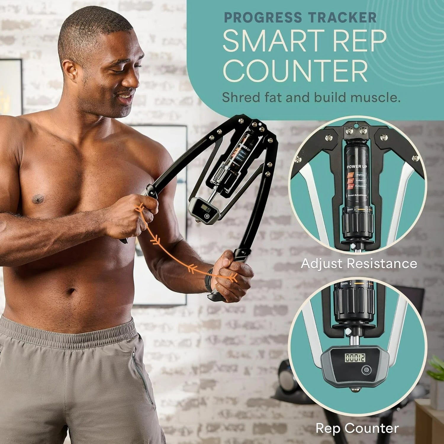 Hydraulic Power Twister Chest Expander & Arm Trainer – Adjustable 22–440LB Resistance Smart Counter Strength Builder