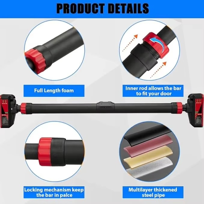 Compact adjustable pull-up bar for home doorways